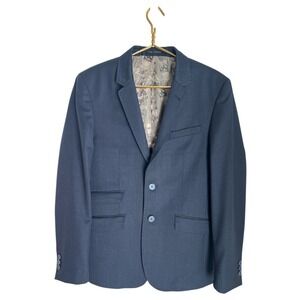 Ted Baker Mens Navy Blue 100% Wool Blazer Jacket Size 36R Classic Tailored Style